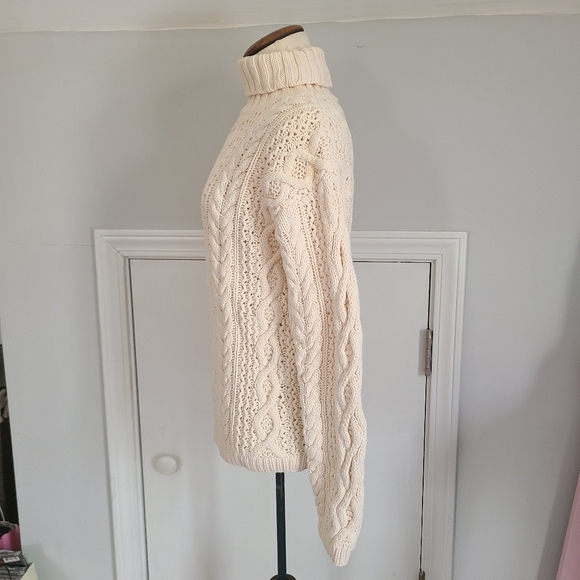 Vintage Yorkshire Knitting Co Sweater Women's Fishermans Cable Knit Turtleneck - Picture 5 of 12